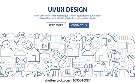 UI UX Banner Design. Vector Illustration of Line Web Concept.