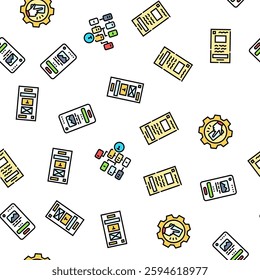 ui ux design agency user develop vector seamless pattern thin line illustration