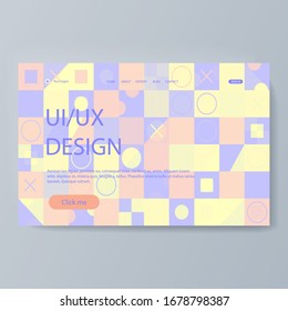 Ui UX design. Design concept with character and text place.  Vector illustration isolated on gradient background. Landing page template for the site