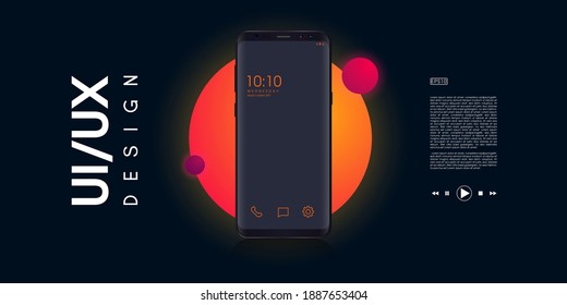 UI or UX design concept, conceptual illustration of smartphone, mobile app or website with multiple option in retro effect background- Vector Illustration.