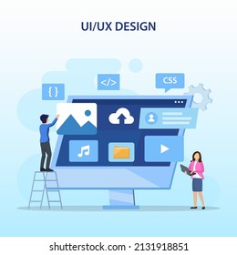 UI UX design concept, Creating an application design, content and  text place, Vector illustration