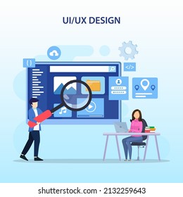 UI UX design concept, Creating an application design, content and  text place, Vector illustration