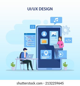 UI UX design concept, Creating an application design, content and  text place, Vector illustration