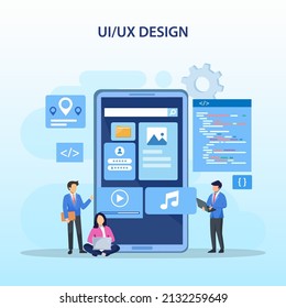 UI UX design concept, Creating an application design, content and  text place, Vector illustration