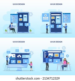 UI UX design concept, Creating an application design, content and text place, Vector illustration	