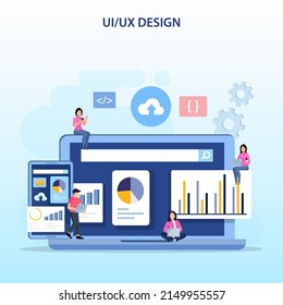 UI UX Design-Konzept, Erstellen von Anwendungsdesign, Inhalt und Textstelle, Vektorgrafik