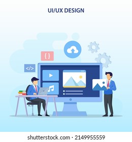 UI UX design concept, Creating an application design, content and text place, Vector illustration