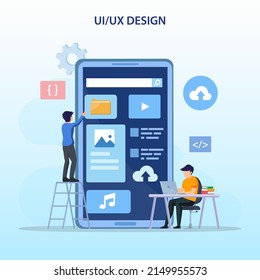 UI UX design concept, Creating an application design, content and text place, Vector illustration