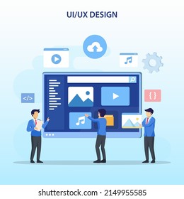 UI UX design concept, Creating an application design, content and text place, Vector illustration