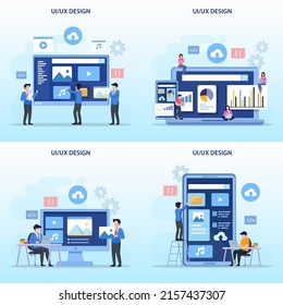 UI UX design concept, Creating an application design, content and text place, Vector illustration