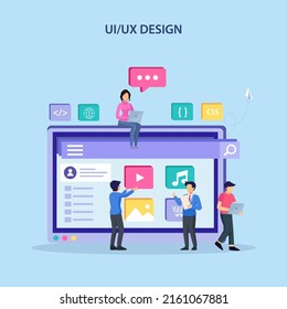 UI UX design concept, Creating an application design, content and text place, Vector illustration