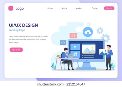 UI UX design concept, Creating an application design, content and text place, Vector illustration