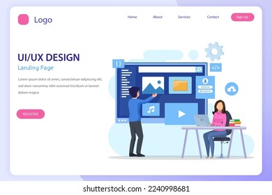 UI UX design concept, Creating an application design, content and text place, Vector illustration