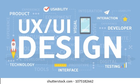 UI And UX Design Concept Illustration. Idea Of Creativity And User.