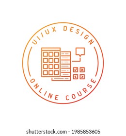 icono del curso de diseño de UI UX. Plantilla de logotipo de educación en línea