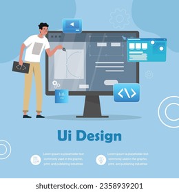 Ui Ux design elements collection representations of user experience and app interface 