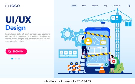 UI & UX design landing page website illustration vector flat design 