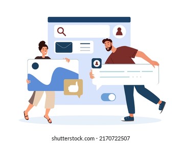 UI UX design of mobile messenger app, Site Web Designers.Web Designers create digital chat application interface layout for sending,receiving messages online.Flat vector illustration,white background