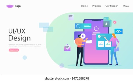 Ui UX Design Vector Illustration Concept, Suitable for web landing page, ui, mobile app, editorial design, flyer, banner, and other related occasion