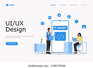 UI UX Design Vector Illustration Concept, Suitable for web landing page, ui, mobile app, editorial design, flyer, banner, and other related occasion