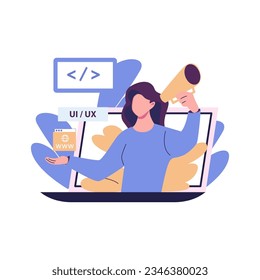 UI and UX designers. Men develop design for website page. Creative individuals and freelancers in workplace.