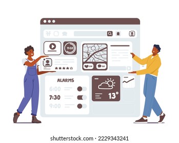 Ui Or Ux Designers Team Sharing Ideas And Collaborating In Design Of User Interface On Mobile Device. Characters Create Navigation Application Design Template. Cartoon People Vector Illustration