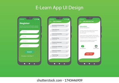 Ui UX E Learn App  Ui Design, Mobile App Ui Kit, Sign in, registration screen
