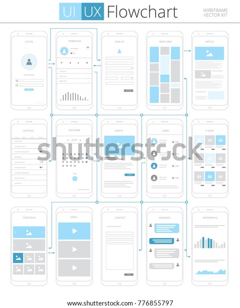 Ui Uxフローチャート情報図式 ベクターイラスト のベクター画像素材 ロイヤリティフリー