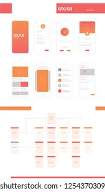 UI UX Flowchart Template Wireframe Vector Illustration