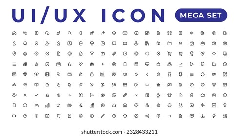ui ux icon mega set, user interface iconset collection.