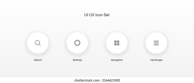 UI UX Icon Set. Search, Setting, Navigation, Hamburger Menu Icon. Trendy Flat Style For Graphic Design, UI, UX. Mobile Application Icon Set.