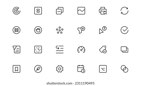 Conjunto de iconos Ui ux, icono de la interfaz de usuario iconset collection.Esquema.
