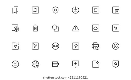 Ui ux icon set, user interface iconset collection.Outline icon.
