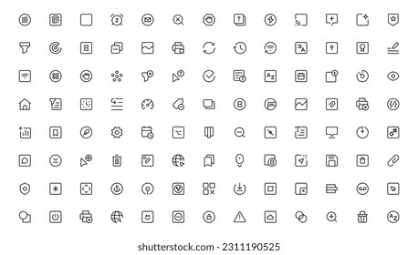 Ui ux icon set, user interface iconset collection.Outline icon.
