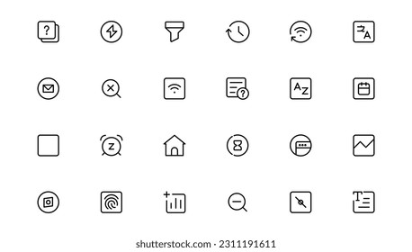 Ui ux icon set, user interface iconset collection.Outline icon.
