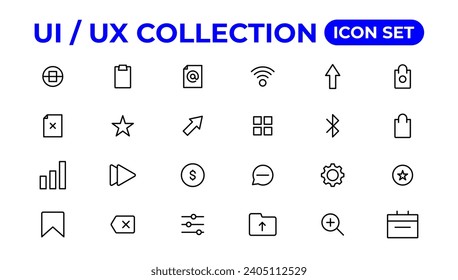 conjunto de iconos Ui ux, colección de iconos de interfaz de usuario.
