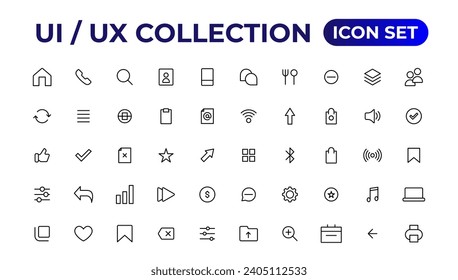 Ui ux icon set, user interface iconset collection.
