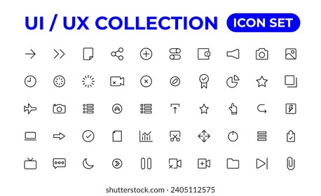 Ui ux icon set, user interface iconset collection.
