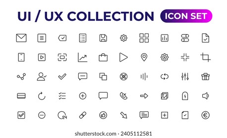 Ui ux icon set, user interface iconset collection.
