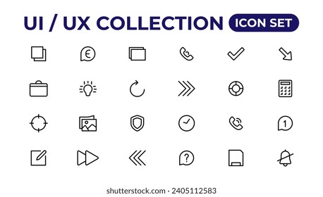 Ui ux icon set, user interface iconset collection.
