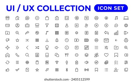 conjunto de iconos Ui ux, colección de iconos de interfaz de usuario.
