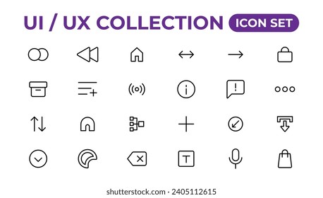 Ui ux icon set, user interface iconset collection.

