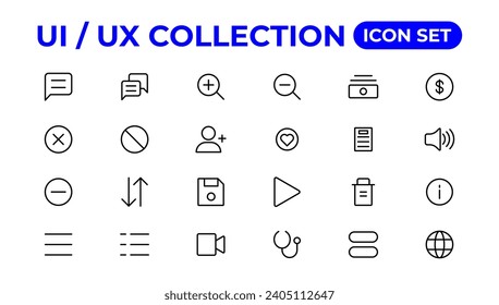 Ui ux icon set, user interface iconset collection.
