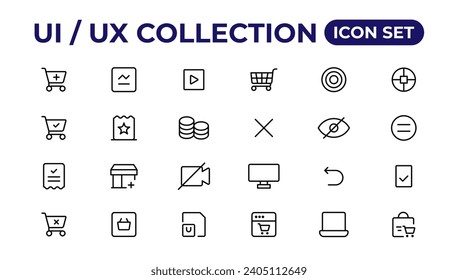 Ui ux icon set, user interface iconset collection.
