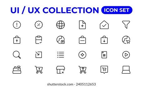 Ui ux icon set, user interface iconset collection.

