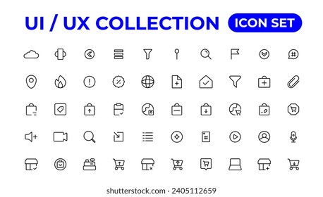 Ui ux icon set, user interface iconset collection.
