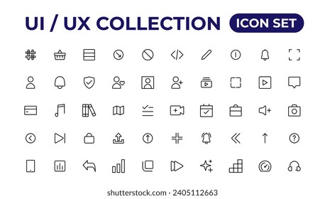 conjunto de iconos Ui ux, colección de iconos de interfaz de usuario.
