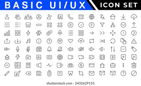 ui ux icon set, user interface icon set collection.