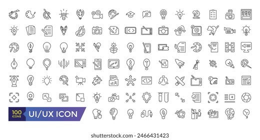 ui ux icon set. user interface icon set collection. Editable stroke.