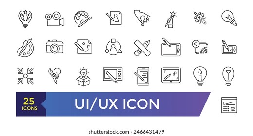 conjunto de iconos ui ux. conjunto de iconos de la interfaz de usuario colección. Trazo editable.